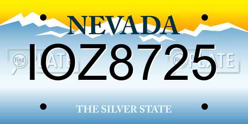 IOZ8725 Nevada License Plate
