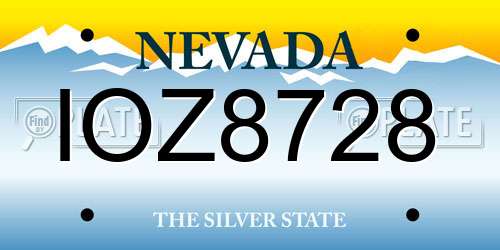 IOZ8728 Nevada License Plate
