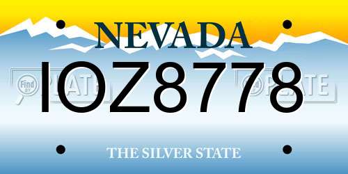 IOZ8778 Nevada License Plate