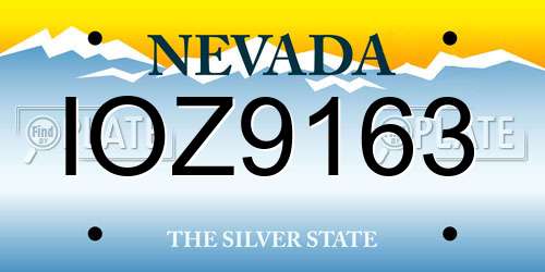 IOZ9163 Nevada License Plate