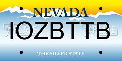 IOZBTTB Nevada License Plate