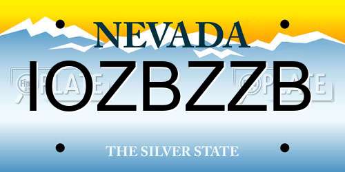 IOZBZZB Nevada License Plate