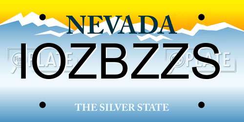 IOZBZZS Nevada License Plate