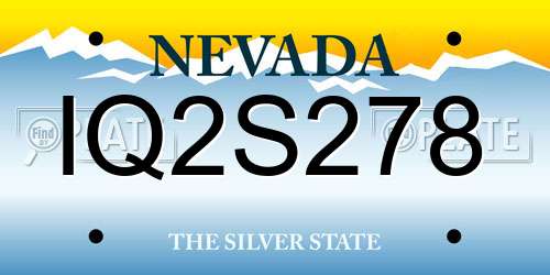 IQ2S278 Nevada License Plate