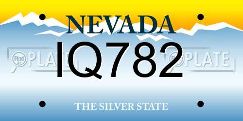 IQ782 Nevada License Plate
