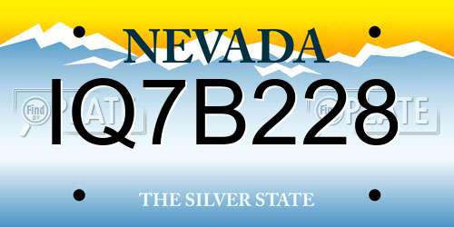 IQ7B228 Nevada License Plate