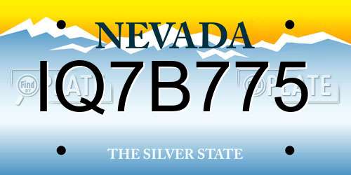 IQ7B775 Nevada License Plate