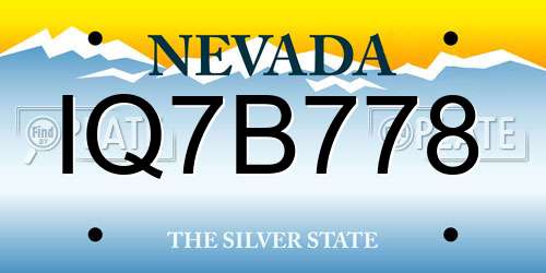 IQ7B778 Nevada License Plate