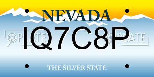 IQ7C8P Nevada License Plate
