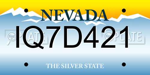 IQ7D421 Nevada License Plate