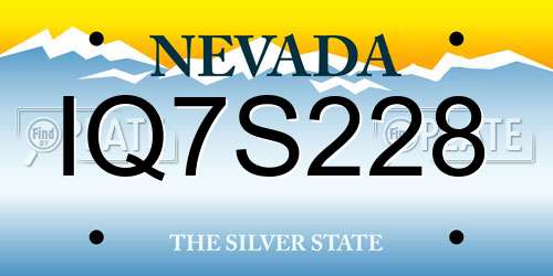 IQ7S228 Nevada License Plate
