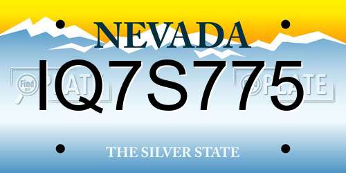 IQ7S775 Nevada License Plate