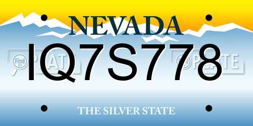 IQ7S778 Nevada License Plate