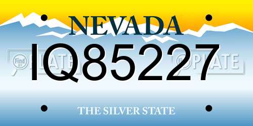 IQ85227 Nevada License Plate