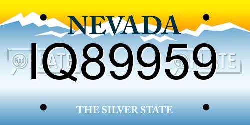 IQ89959 Nevada License Plate