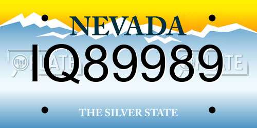 IQ89989 Nevada License Plate