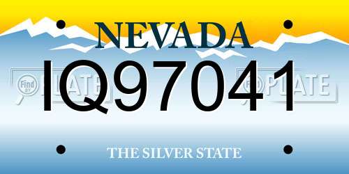 IQ97041 Nevada License Plate