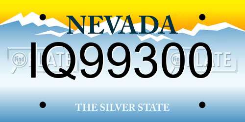 IQ99300 Nevada License Plate
