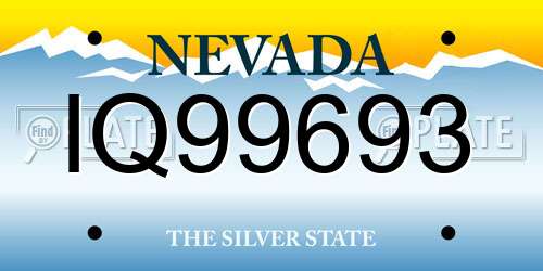 IQ99693 Nevada License Plate