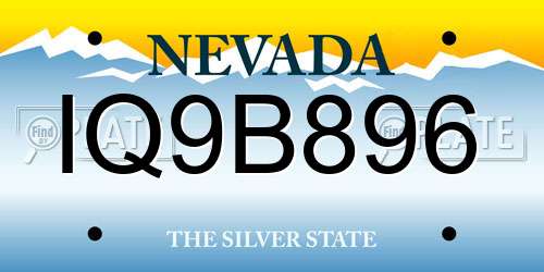 IQ9B896 Nevada License Plate