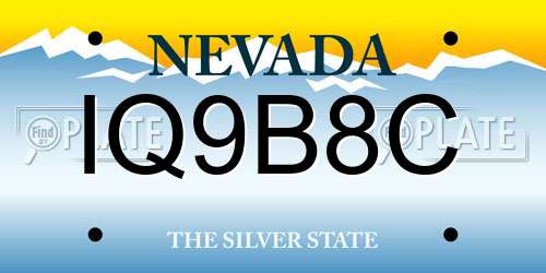 IQ9B8C Nevada License Plate