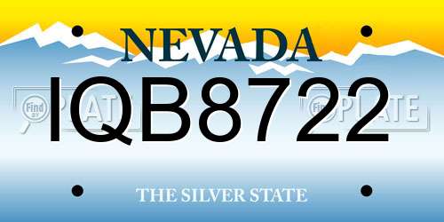 IQB8722 Nevada License Plate