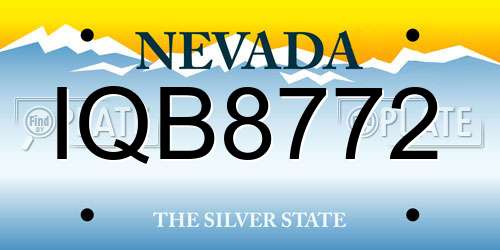 IQB8772 Nevada License Plate