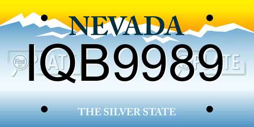 IQB9989 Nevada License Plate