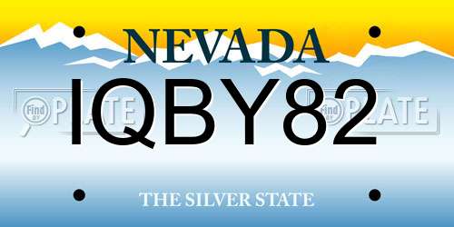 IQBY82 Nevada License Plate