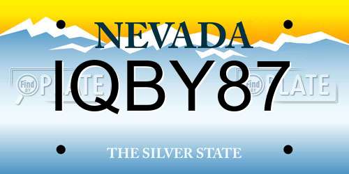 IQBY87 Nevada License Plate