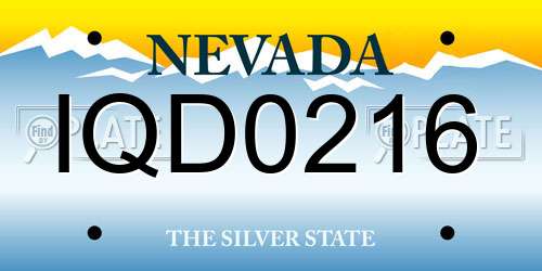IQD0216 Nevada License Plate