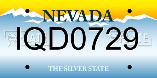 IQD0729 Nevada License Plate