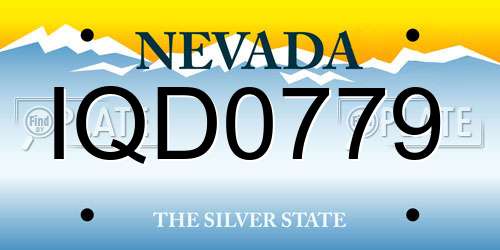 IQD0779 Nevada License Plate