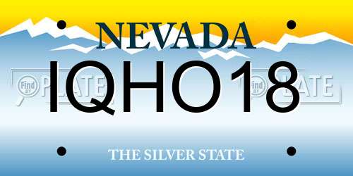 IQHO18 Nevada License Plate