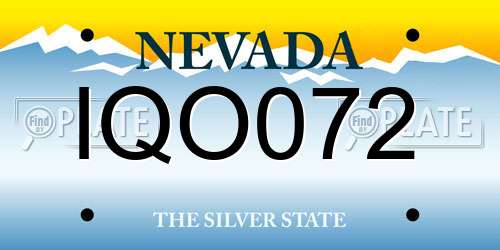 IQO072 Nevada License Plate