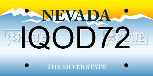 IQOD72 Nevada License Plate
