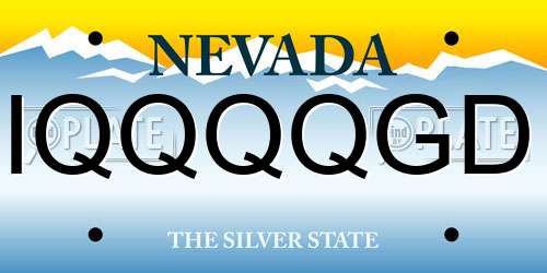 IQQQQGD Nevada License Plate