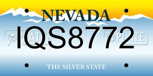 IQS8772 Nevada License Plate