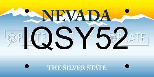 IQSY52 Nevada License Plate