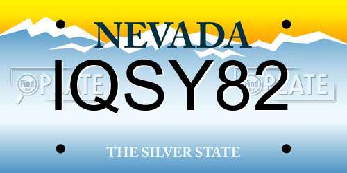 IQSY82 Nevada License Plate