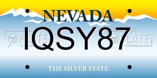 IQSY87 Nevada License Plate