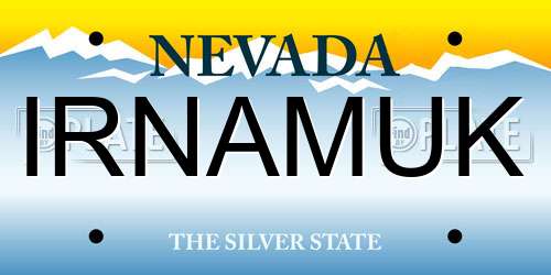 IRNAMUK Nevada License Plate