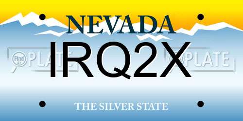 IRQ2X Nevada License Plate