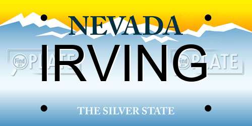 IRVING Nevada License Plate