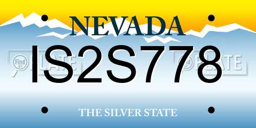IS2S778 Nevada License Plate