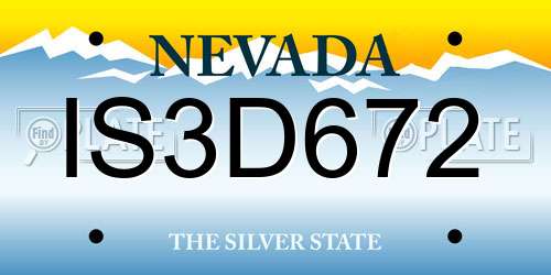 IS3D672 Nevada License Plate