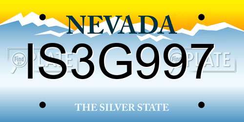 IS3G997 Nevada License Plate