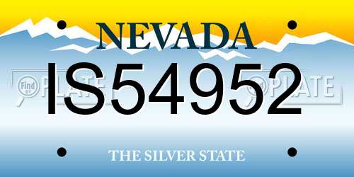 IS54952 Nevada License Plate