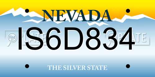 IS6D834 Nevada License Plate