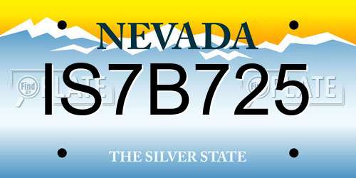 IS7B725 Nevada License Plate